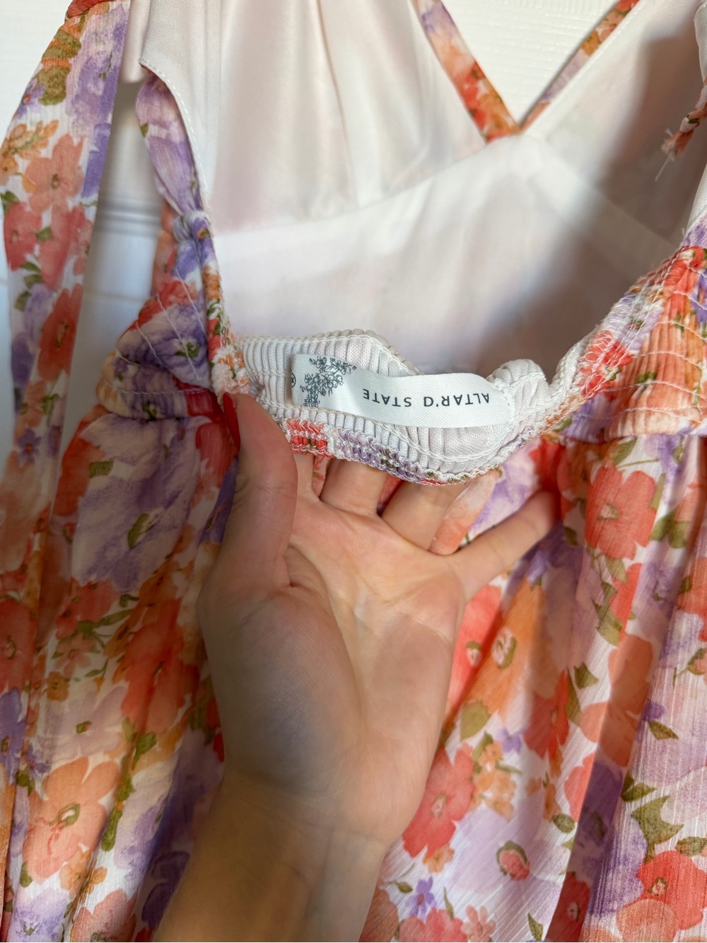 Altar'd State Pink and Orange Floral Tiered Maxi Dress - Picture 3 of 4